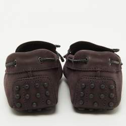 Tod's Dark Purple Nubuck Leather Slip On Driver Loafers Size 39.5