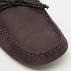 Tod's Dark Purple Nubuck Leather Slip On Driver Loafers Size 39.5