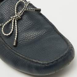 Tod's Navy Blue Leather Driver Bow Slip On Loafers Size 42
