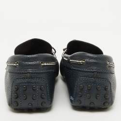 Tod's Navy Blue Leather Driver Bow Slip On Loafers Size 42