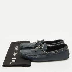 Tod's Navy Blue Leather Driver Bow Slip On Loafers Size 42