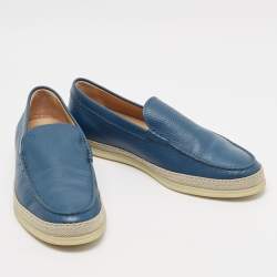 مملوكة مسبقًا Tod's Blue Leather Slip On Loafers Size 42.5