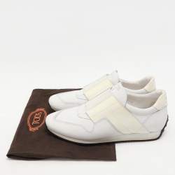 Tod's White Elastane and Leather Low Top Slip On Sneakers Size 40