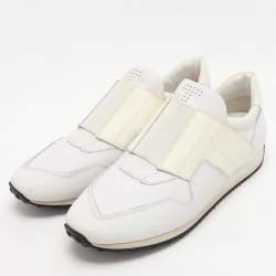 Tod's White Elastane and Leather Low Top Slip On Sneakers Size 40