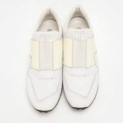 Tod's White Elastane and Leather Low Top Slip On Sneakers Size 40