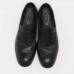 Tod's Black Leather Driver Loafers Size 44.5