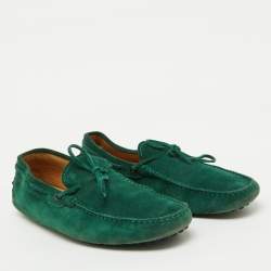 Tod's Green Suede Slip On Driver Loafers Size 44