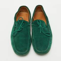 Tod's Green Suede Slip On Driver Loafers Size 44