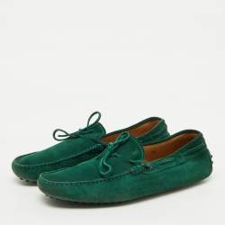 Tod's Green Suede Slip On Driver Loafers Size 44