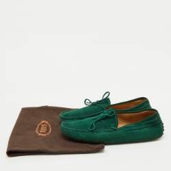 Tod's Green Suede Slip On Driver Loafers Size 44