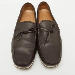 Pre Owned Tod's Dark Brown Leather Slip On Loafers Size 44