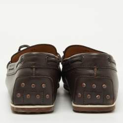 Pre Owned Tod's Dark Brown Leather Slip On Loafers Size 44