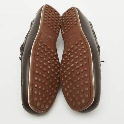 Pre Owned Tod's Dark Brown Leather Slip On Loafers Size 44