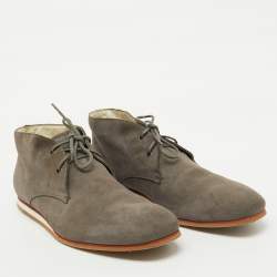Tod's Grey Suede Lace Up Ankle Length Boots Size 44