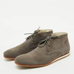 Tod's Grey Suede Lace Up Ankle Length Boots Size 44