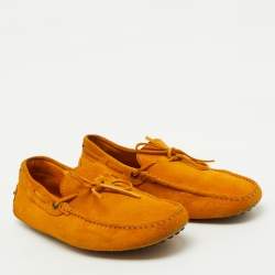 Tod's Mustard Yellow Suede Slip On Driver Loafers Size 43