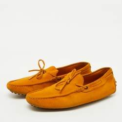 Tod's Mustard Yellow Suede Slip On Driver Loafers Size 43