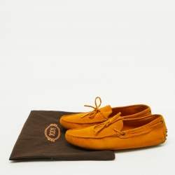 Tod's Mustard Yellow Suede Slip On Driver Loafers Size 43
