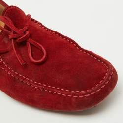 Tod's Red Suede Bow Slip On Loafers Size 44