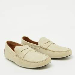 Tod's Off White Leather Slip On Loafers Size 44