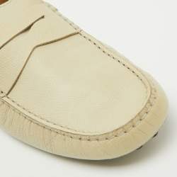 Tod's Off White Leather Slip On Loafers Size 44