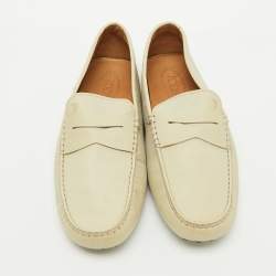 Tod's Off White Leather Slip On Loafers Size 44