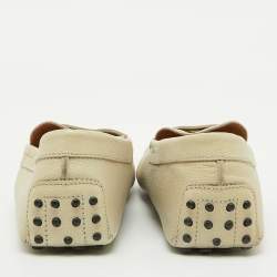 Tod's Off White Leather Slip On Loafers Size 44
