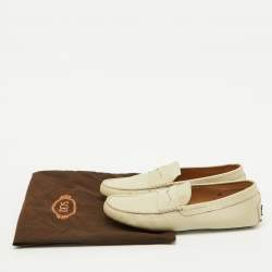 Tod's Off White Leather Slip On Loafers Size 44