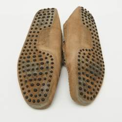 Tod's Brown Suede Bow Slip On Loafers Size 44.5