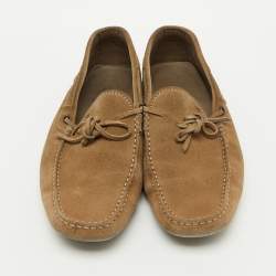 Tod's Brown Suede Bow Slip On Loafers Size 44.5