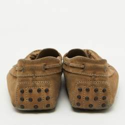 Tod's Brown Suede Bow Slip On Loafers Size 44.5