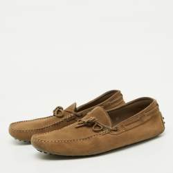 Tod's Brown Suede Bow Slip On Loafers Size 44.5