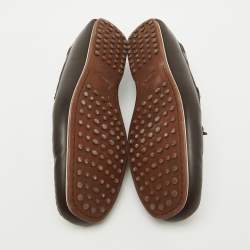 Tod's Dark Brown Leather Bow Slip On Loafers Size 44.5