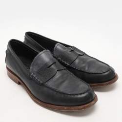Tod's Dark Blue Leather Slip On Loafers Size 41
