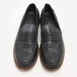 Tod's Dark Blue Leather Slip On Loafers Size 41
