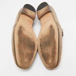 Pre Owned Tod's Beige Suede Double T Slip On Loafers Size 44.5