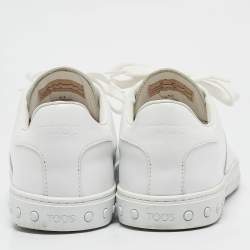Tod's White Leather Low Top Lace Up Sneakers Size 45.5
