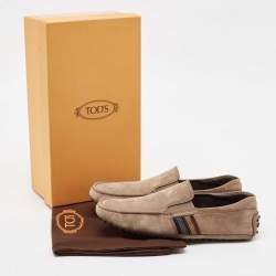 Tod's Olive Green Nubuck Leather Slip On Loafers Size 40