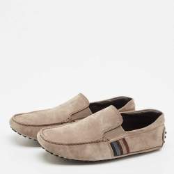 Tod's Olive Green Nubuck Leather Slip On Loafers Size 40