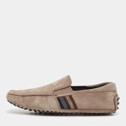 Tod's Olive Green Nubuck Leather Slip On Loafers Size 40