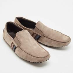 Tod's Olive Green Nubuck Leather Slip On Loafers Size 40