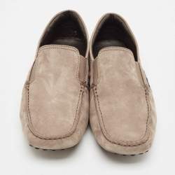 Tod's Olive Green Nubuck Leather Slip On Loafers Size 40