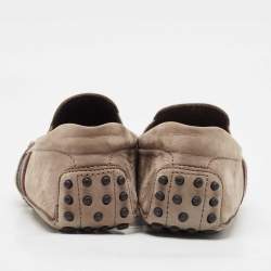 Tod's Olive Green Nubuck Leather Slip On Loafers Size 40