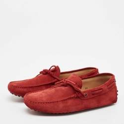 Tod's Red Suede Bow Slip On Loafers Size 40