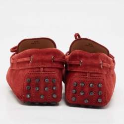 Tod's Red Suede Bow Slip On Loafers Size 40