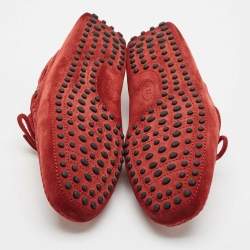 Tod's Red Suede Bow Slip On Loafers Size 40