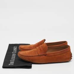 Tod's Brown Nubuck Leather Driver Loafers Size 39.5