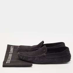 Tod's Black Suede Bow Slip On Loafers Size 41.5