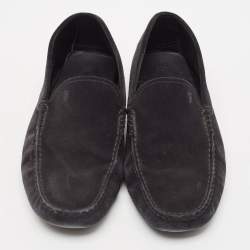 Tod's Black Suede Bow Slip On Loafers Size 41.5