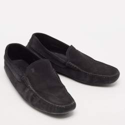Tod's Black Suede Bow Slip On Loafers Size 41.5